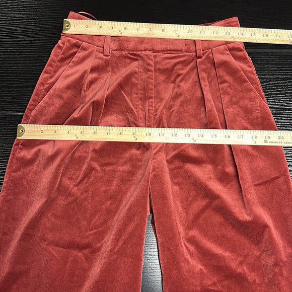 Banana Republic Red Pleated Slash Pocket Wide-Leg Pants Petite Size 4 - Picture 3 of 12